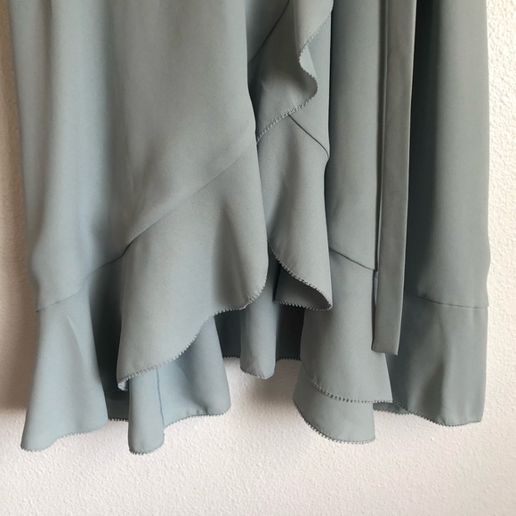 Aritzia Sunday Best Savoy Light Blue Ruffle Flounce Wrap Dress Size 4 - Picture 4 of 12